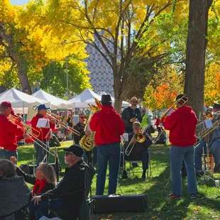 Ambush Brass Band at Robinson Park during 2018 Farmer's market.