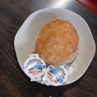 a biscuit and yogurt