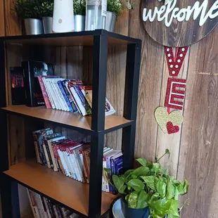 Book shelf near entrance