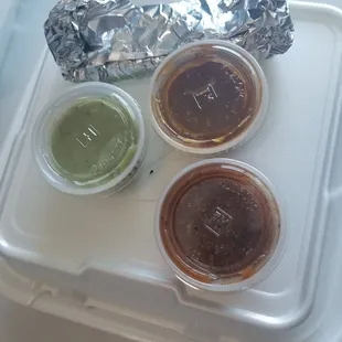 3 salsas and flour tortillas