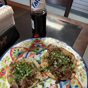 Carnitas Taco and carne asada taco