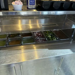 Fresh salsa station to get what you want!