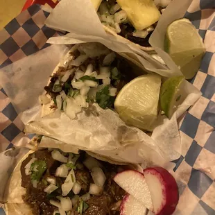 Top to bottom: Al pastor, carnitas, barbacoa