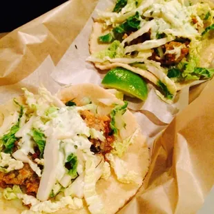 Fried oyster tacos