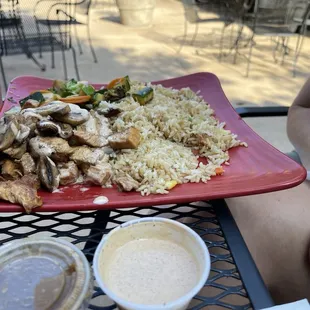 Hibachi Chicken. Delicious hibachi taste veggies crisp enjoy and rice excellent. Would order again!!!