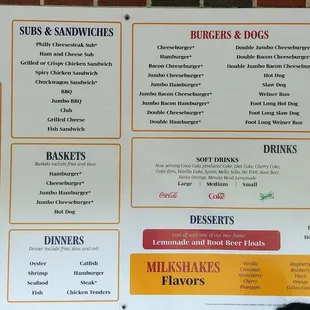 a menu on a wall