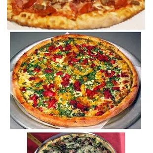 a variety of different pizzas
