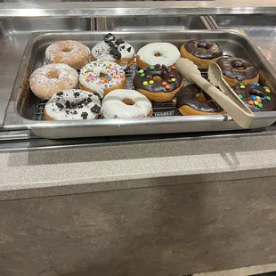 a tray of doughnuts