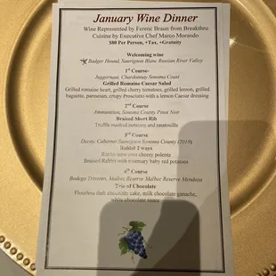 Special wine dinner!!
