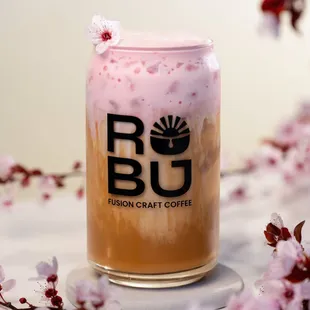 Cherry Blossom Latte and it comes with Cherry Blossom Boba. Seasonal Crafted Latte. A must-try!