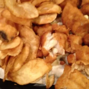 Fish and homemade chips.