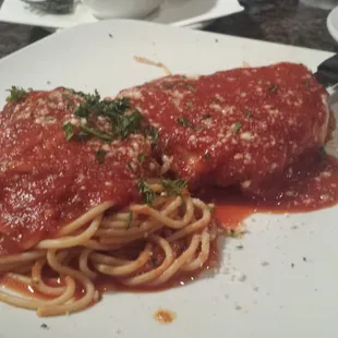 Chicken parm with spaghetti