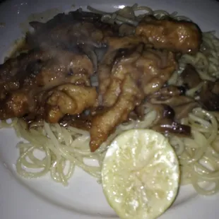 Chicken Piccata over angel hair