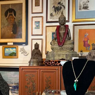 The gallery features an eclectic mix of art, antiques and jewelry from around the world.
