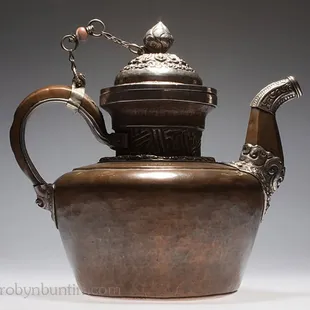 19th century silver and copper Newari teapot