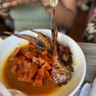 Moroccan Lamb chops Candied Yams