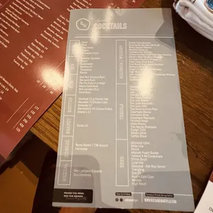 Cocktail menu lacks transparency (pricing).