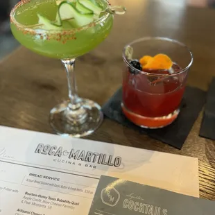 The Eastern Sunset- Bombay Gin, Lemon Juice, Mint, Cucumber Juice, &amp; Saffron Syrup.  Buffalo Old Fashioned