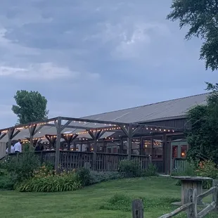 View of back deck at the barn reception.