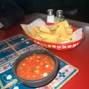 Complimentary chips and salsa.