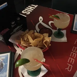 Margaritas, chips, and salsa.  Yum!