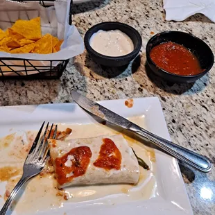 Half way thru my fajita! Forgot to get earlier pics.  The chips, salsa and queso were an awesome appetizer!