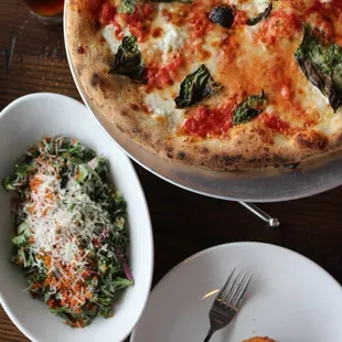 Saffron Arancini, Caesar Salad, &amp; Margherita Pizza