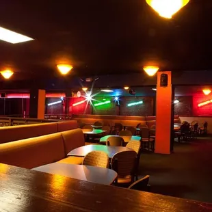 a bar with neon lights