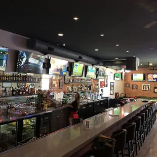 Grab a seat in our comfy bar stool at our 35 foot bar!