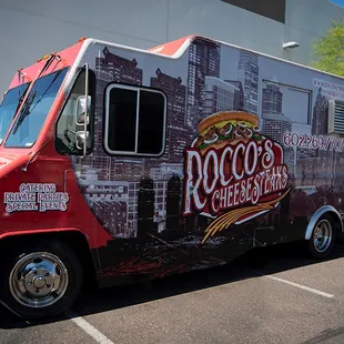 a food truck parked in a parking lot