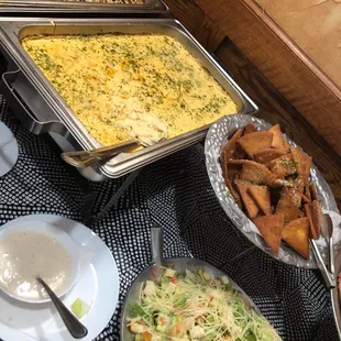 Buffalo Dip and Caesar Salad (chicken on the side)