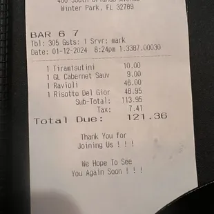 The price for ravioli and risotto?! I am shocked.