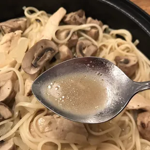 The soupy white wine sauce... awful