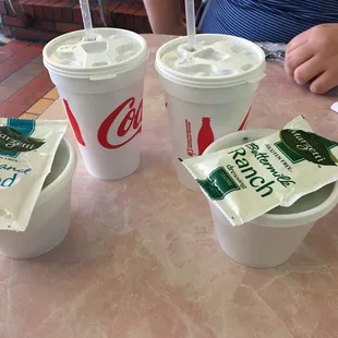 Salad and sodas