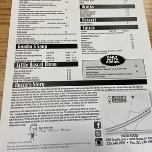 Menu side 1