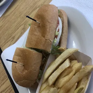 1/2 Shrimp poboy and fries