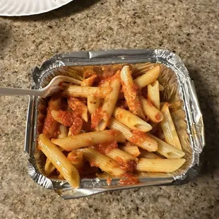Baked Ziti. This is the smallest 17$ entree pasta I have ever purchased. And nothing about this is baked. Really bummed I wasted my money.