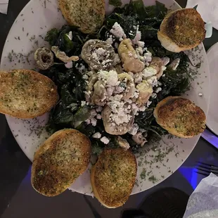 Spinach &amp; mushrooms with blue cheese appetizer