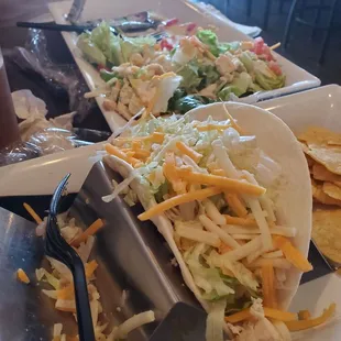 Chicken tacos and salad