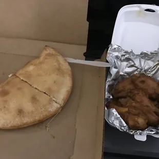Calzone and wings - average