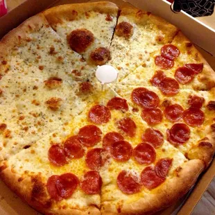 Half white, half pepperoni, all delicious