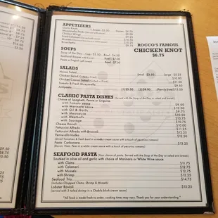 menu and prices