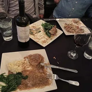 Veal, pork chop, risotto