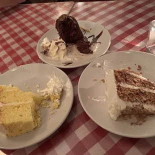 Lemon, carrot and chocolate rum cakes.