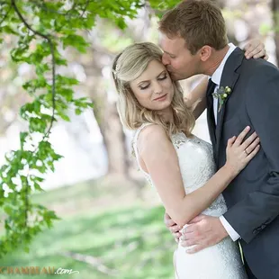 The embrace after seeing each other for the first time on their wedding day.
