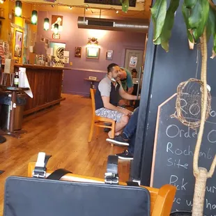 a man sitting in a cafe