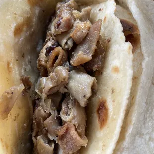 a close up of a taco