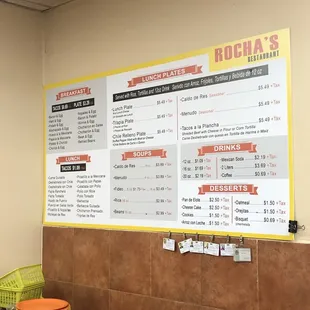 Rocha's menu, updated 11/25/19