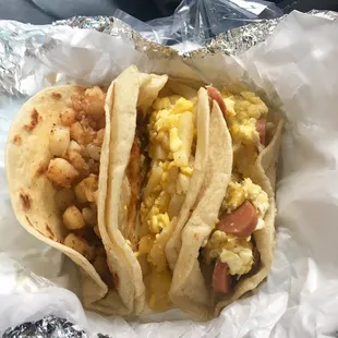One of the best breakfast taco places in the valley! Perfect portions, a lot of variety, their salsitas are amazing &amp; it feels like home.