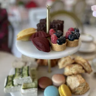 Afternoon &quot;high tea &quot; set up of fine French patisseries